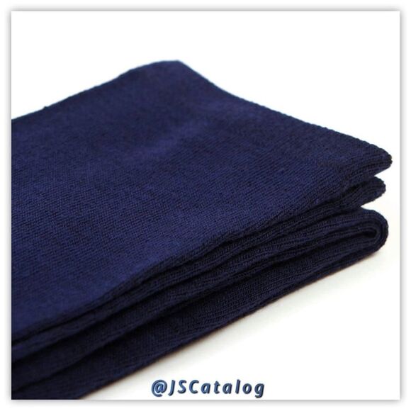 Solid Navy Cotton Thigh High Socks OS - Picture 3 of 6
